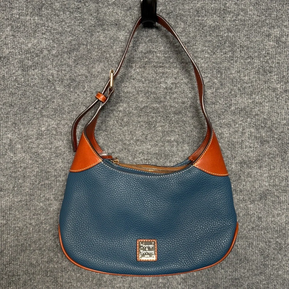 Dooney & Bourke Hobo Shoulder Bag Blue Pebble Leather Dustbag Inner Pockets